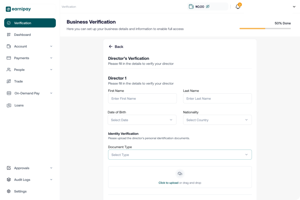 How to Verify Your Earnipay Business Account